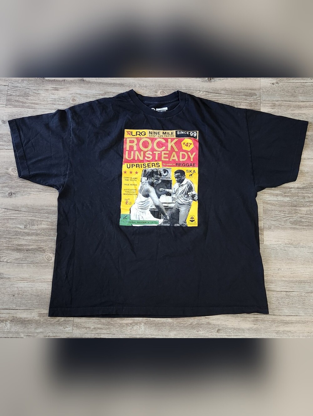 LRG Lifted Research Group Rock Unsteady T-shirt Black Hiphop Streetwear 3XL Y2k.